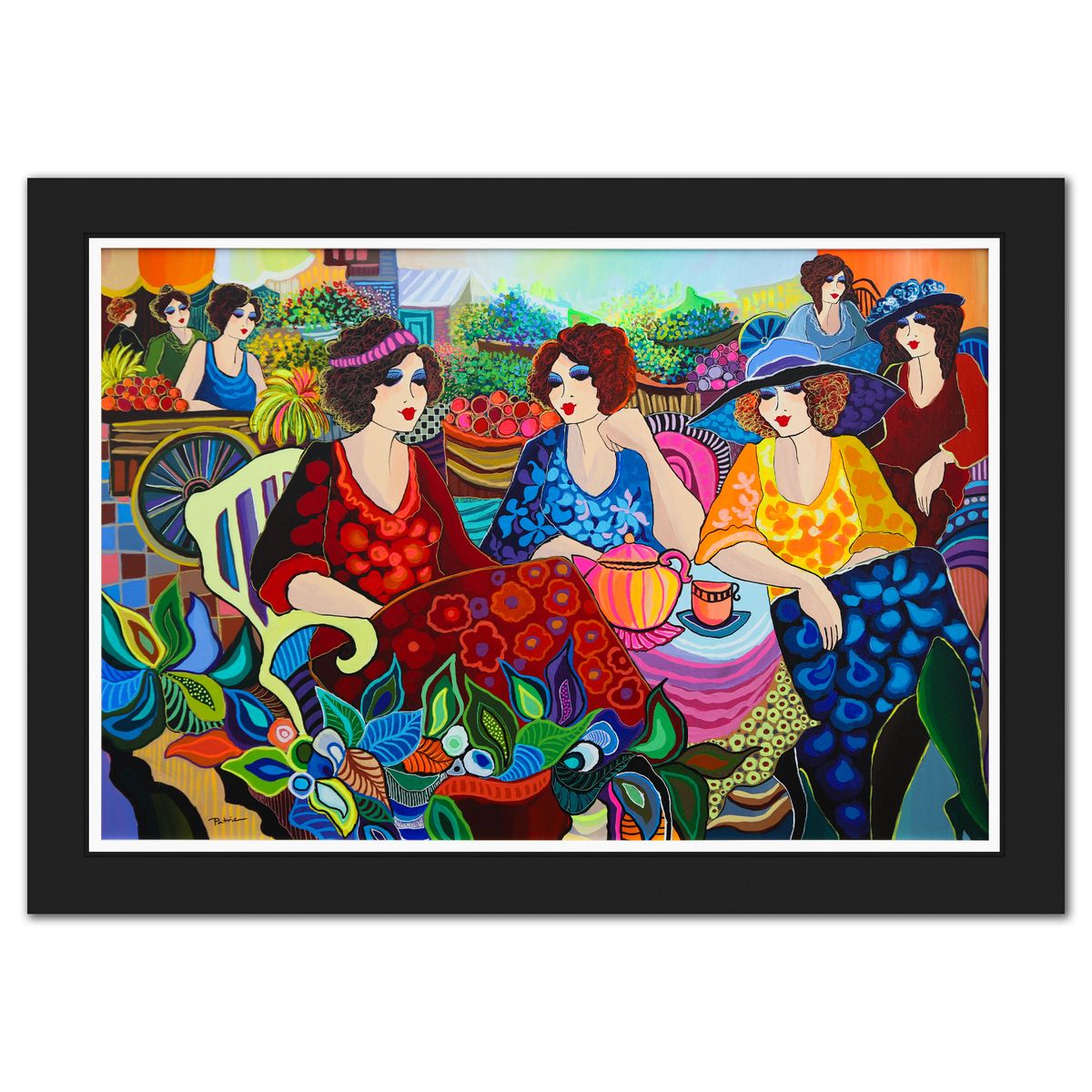 Patricia Govezensky- Original Acrylic on Canvas "Ladies at the Flower Market"