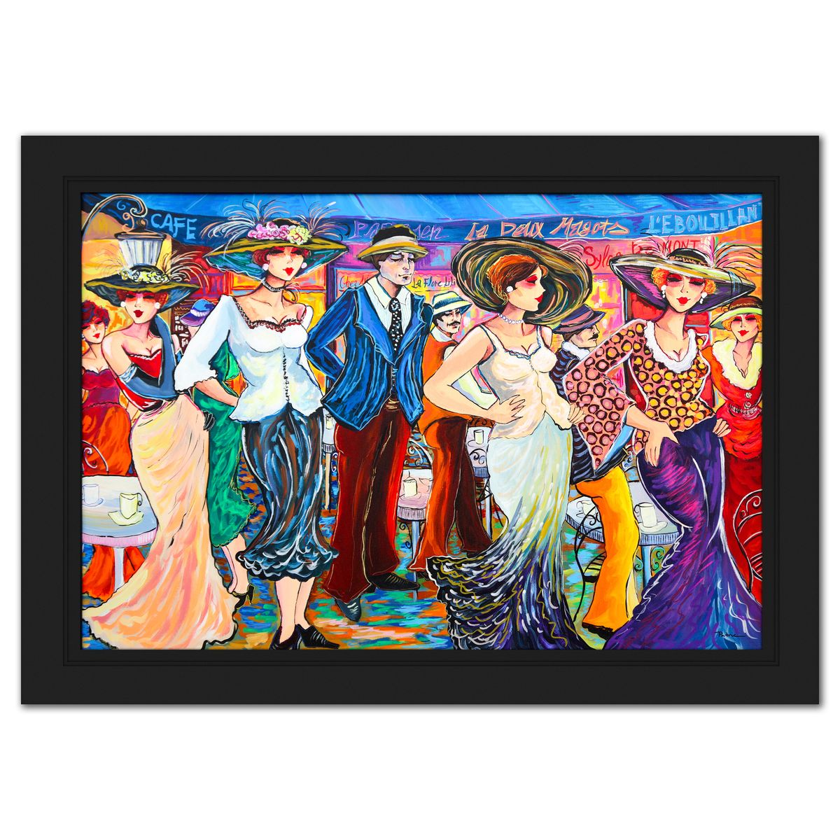 Patricia Govezensky- Original Acrylic on Canvas "Evening at the Cafe"