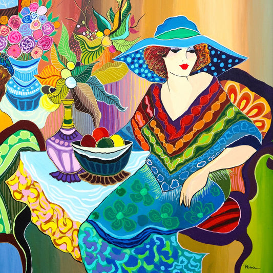 Patricia Govezensky- Original Acrylic on Canvas "Teatime with Friends"