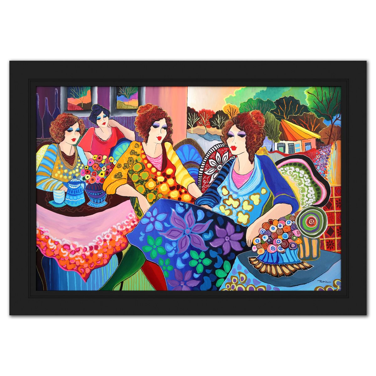 Patricia Govezensky- Original Acrylic on Canvas "Afternoon Gathering in the Countryside"