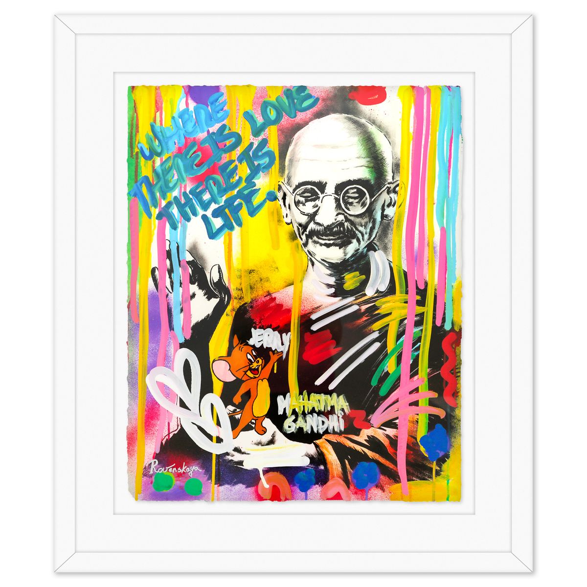 Nastya Rovenskaya- Original Mixed Media on Deckle Edge Paper "Gandhi"