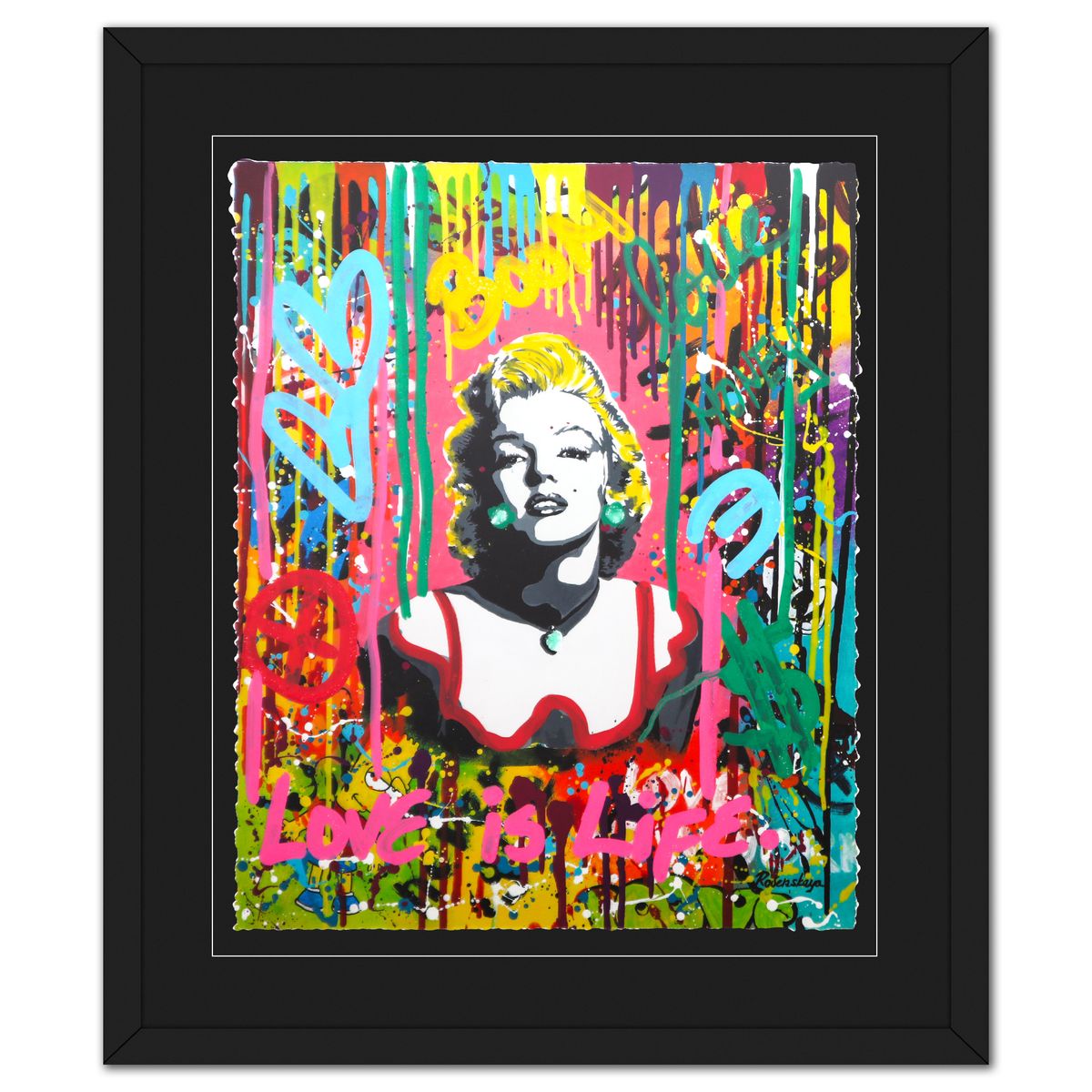 Nastya Rovenskaya- Original Mixed Media on Deckle Edge Paper "Pink Marilyn"
