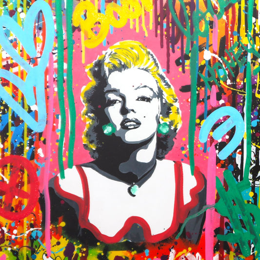 Nastya Rovenskaya- Original Mixed Media on Deckle Edge Paper "Pink Marilyn"