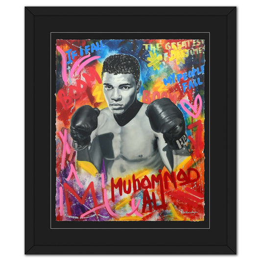 Nastya Rovenskaya- Original Mixed Media on Deckle Edge Paper "Ali The Greatest"