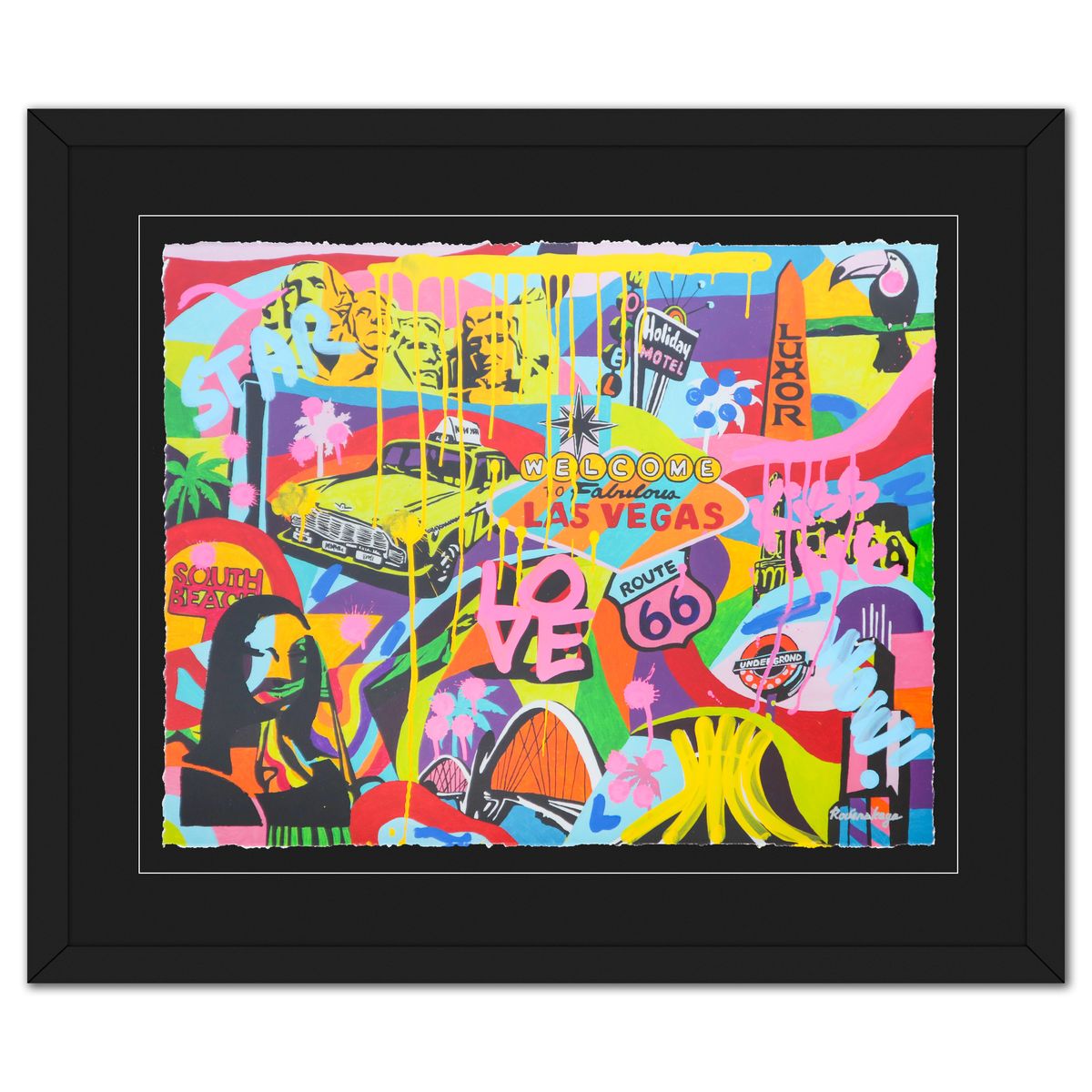 Nastya Rovenskaya- Original Mixed Media on Deckle Edge Paper "Casino Life"