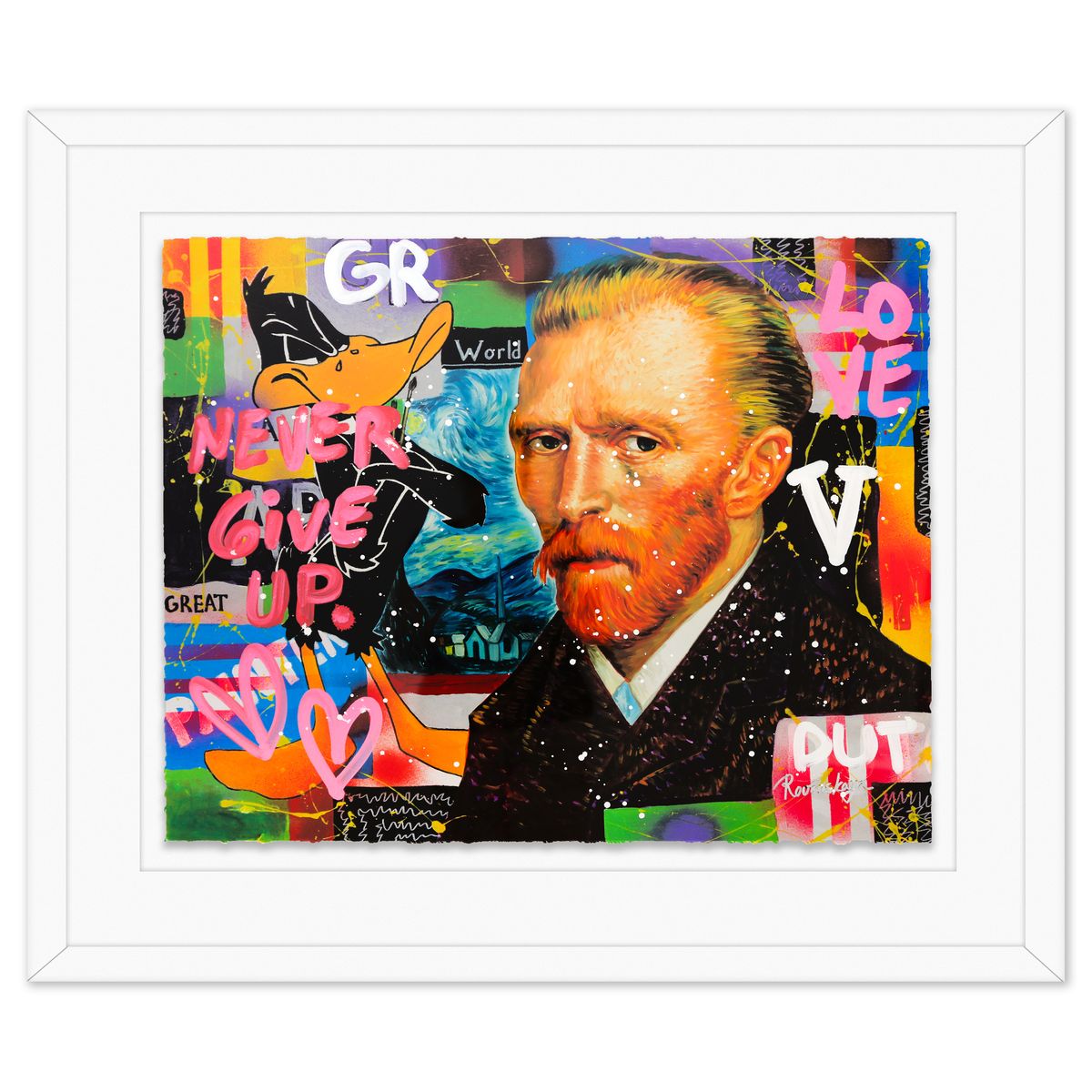 Nastya Rovenskaya- Original Mixed Media on Deckle Edge Paper "Van Gogh"