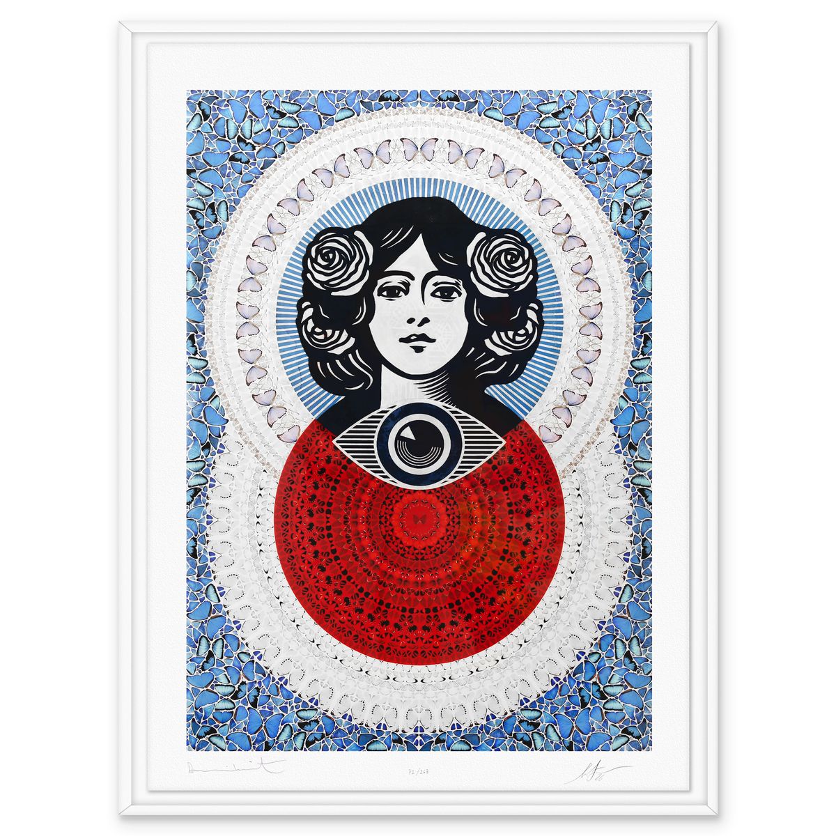 Damien Hirst & Shepard Fairey- Giclee on Smooth Cotton Rag "Third Eye Butterfly Mandala"