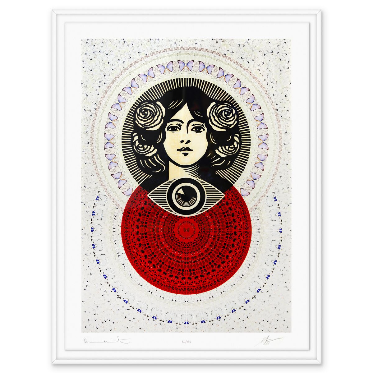 Damien Hirst & Shepard Fairey- Giclee on Smooth Cotton Rag "Third Eye Butterfly Mandala"