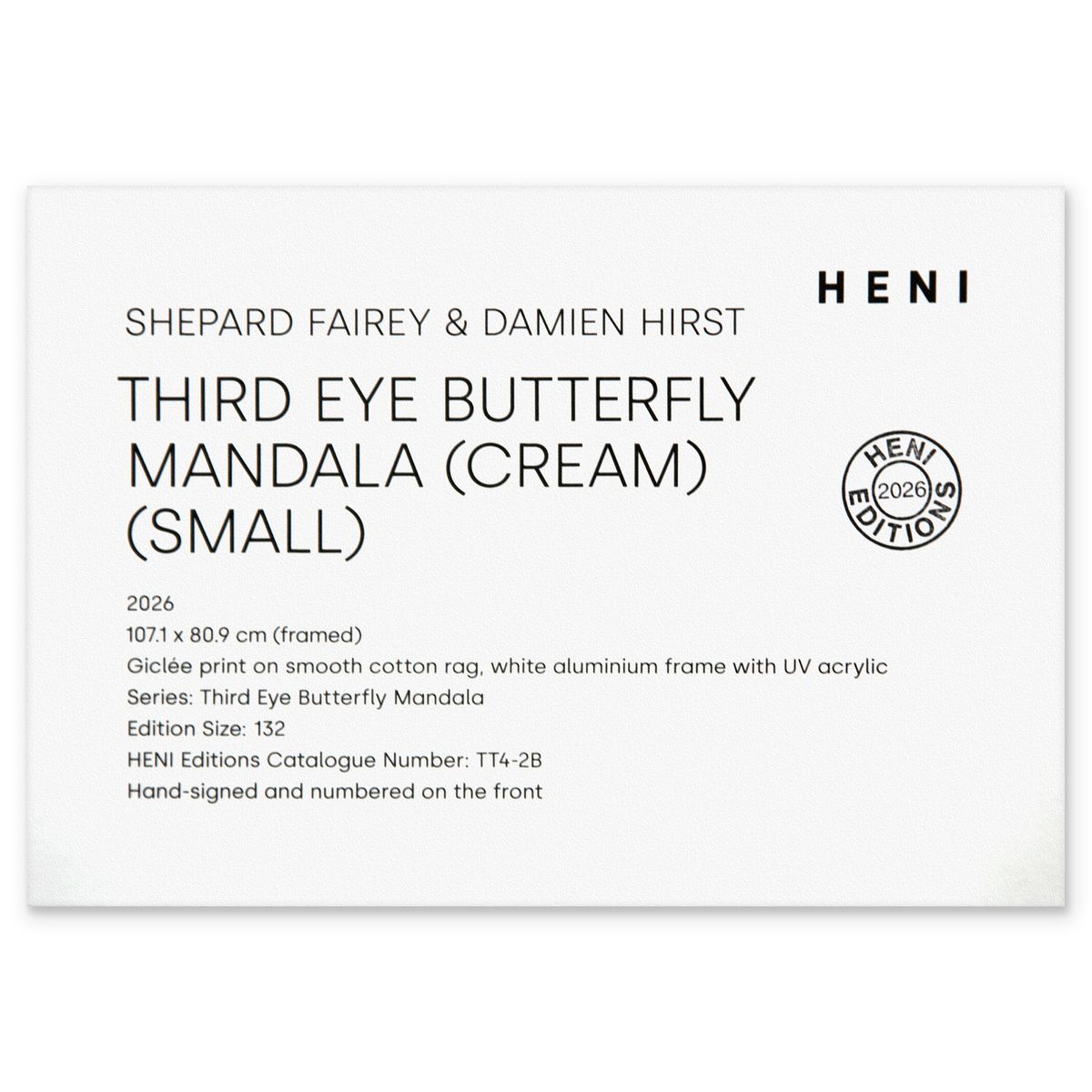 Damien Hirst & Shepard Fairey- Giclee on Smooth Cotton Rag "Third Eye Butterfly Mandala"