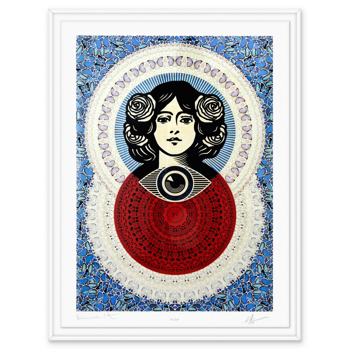 Damien Hirst & Shepard Fairey- Giclee on Smooth Cotton Rag "Third Eye Butterfly Mandala"