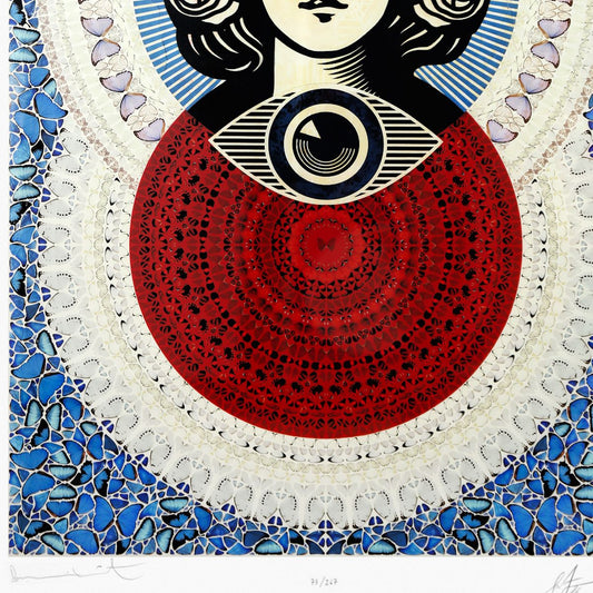 Damien Hirst & Shepard Fairey- Giclee on Smooth Cotton Rag "Third Eye Butterfly Mandala"