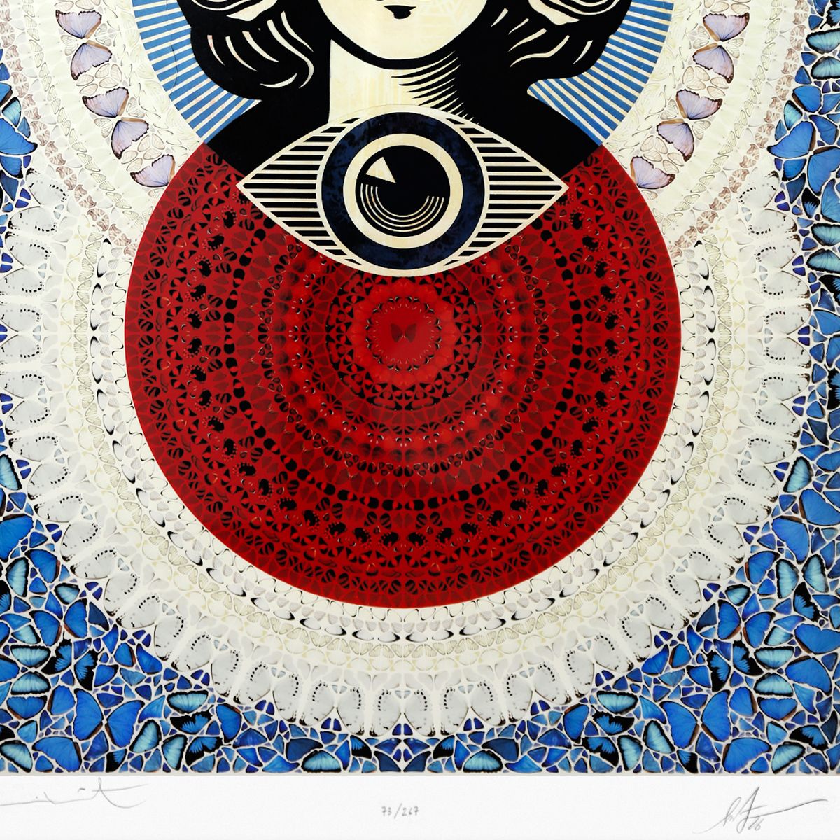 Damien Hirst & Shepard Fairey- Giclee on Smooth Cotton Rag "Third Eye Butterfly Mandala"
