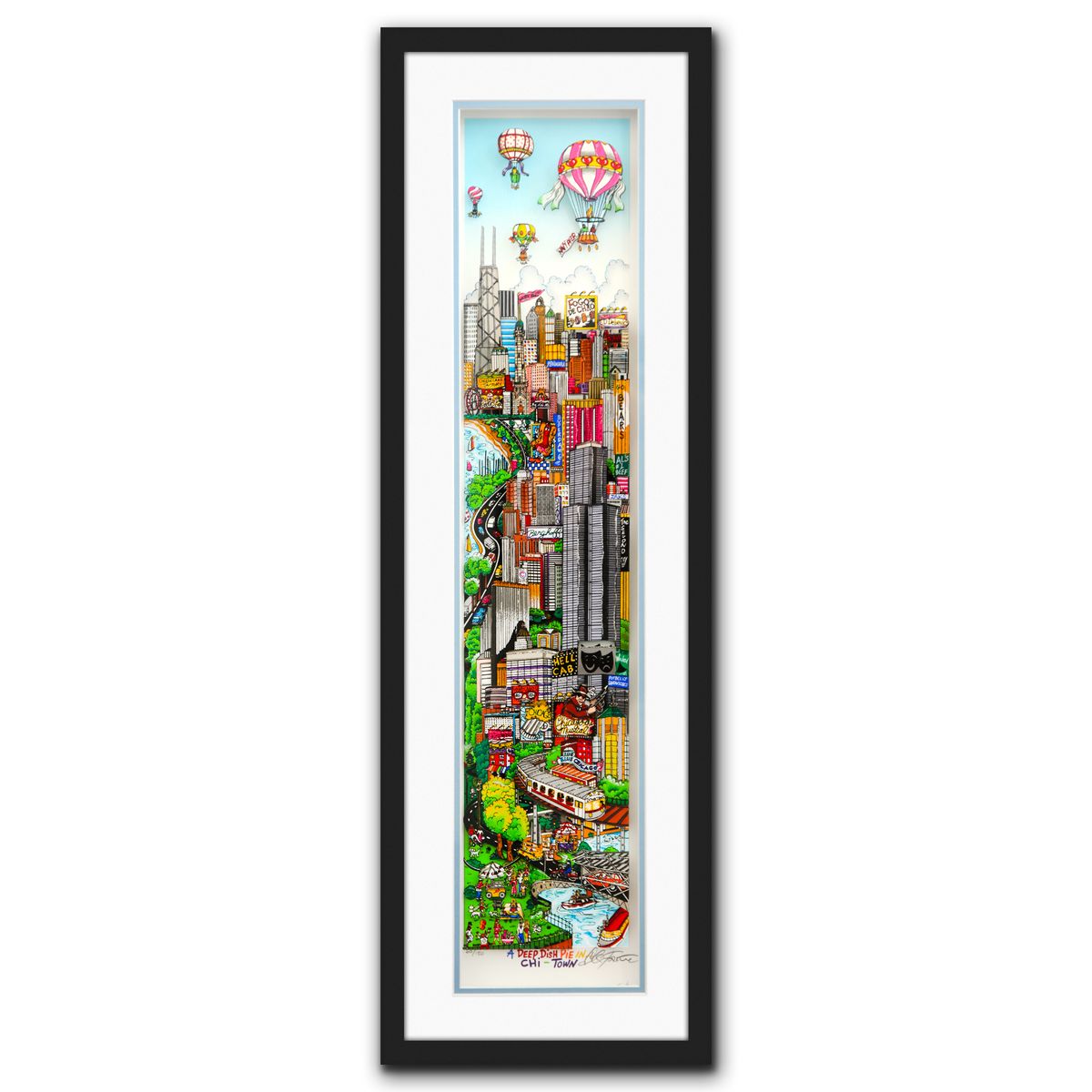 Charles Fazzino- 3D Construction Silkscreen Serigraph "A Deep Dish Pie in Chi Town"