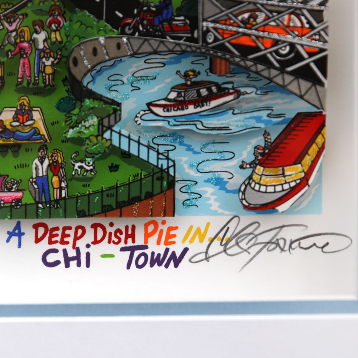 Charles Fazzino- 3D Construction Silkscreen Serigraph "A Deep Dish Pie in Chi Town"