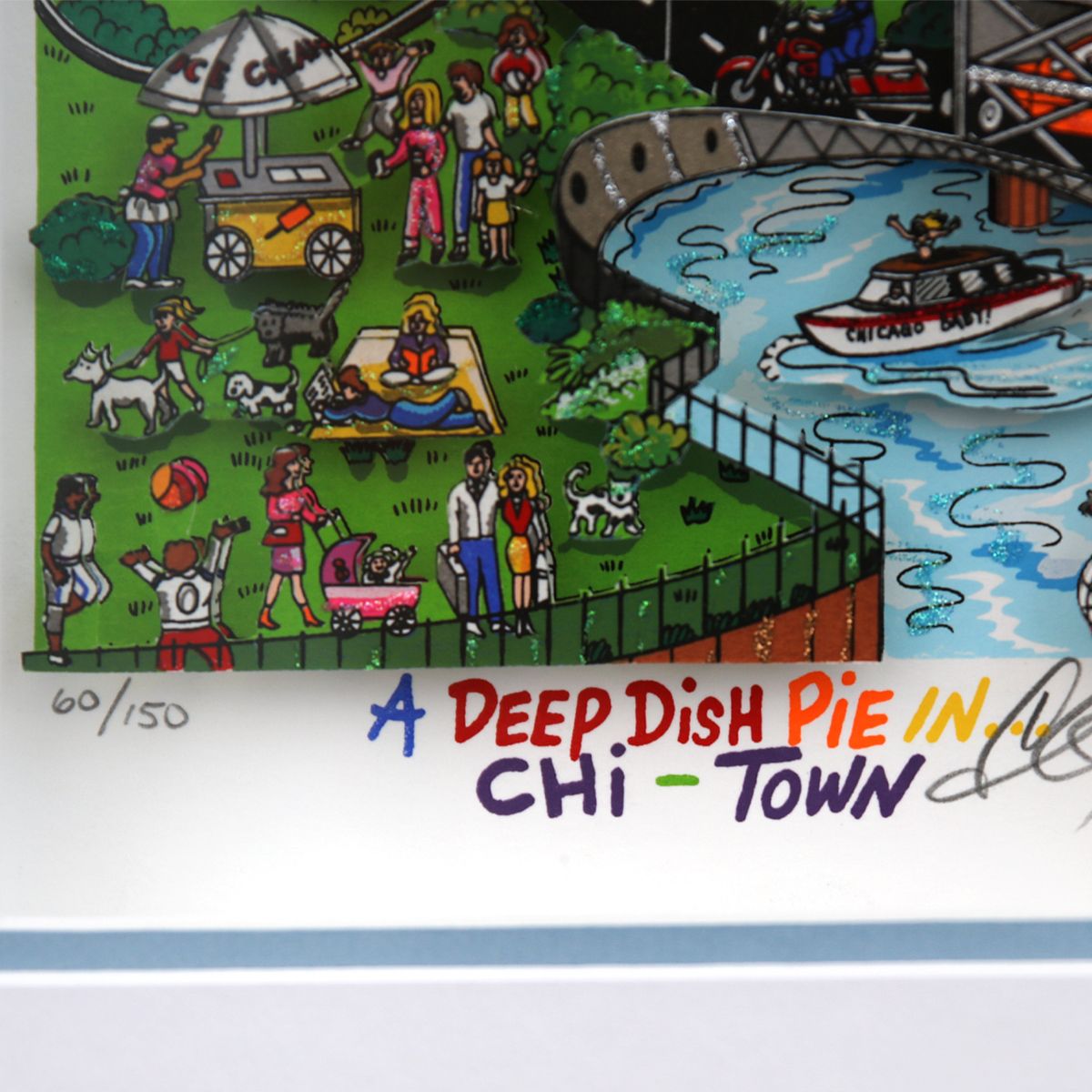 Charles Fazzino- 3D Construction Silkscreen Serigraph "A Deep Dish Pie in Chi Town"