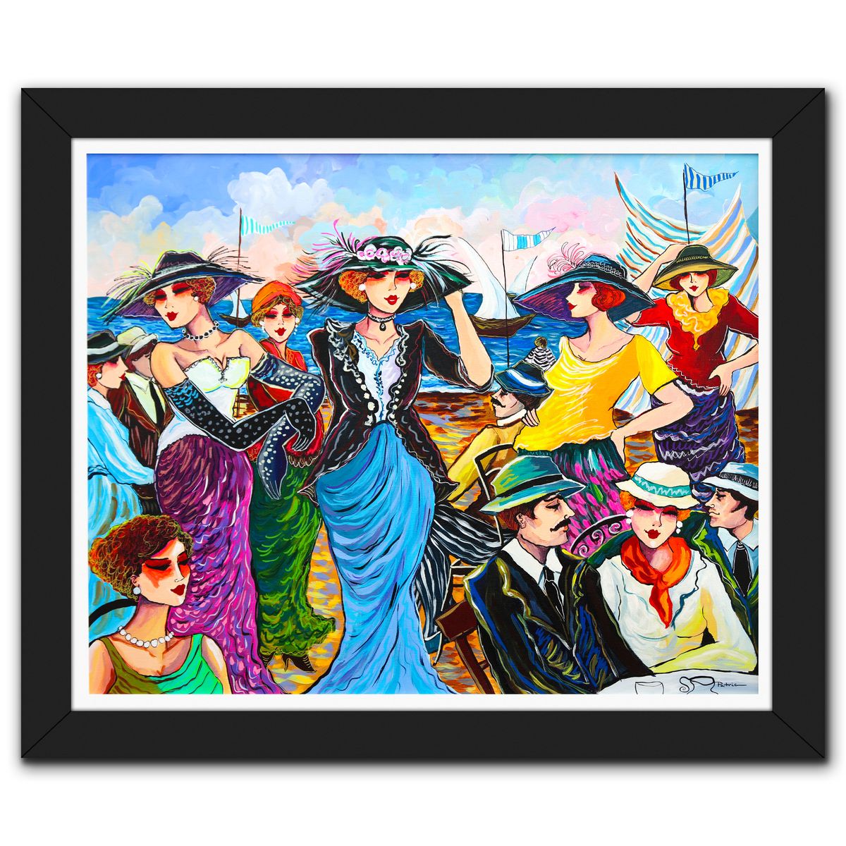 Patricia Govezensky- Original Acrylic on Canvas "Seaside Promenade"