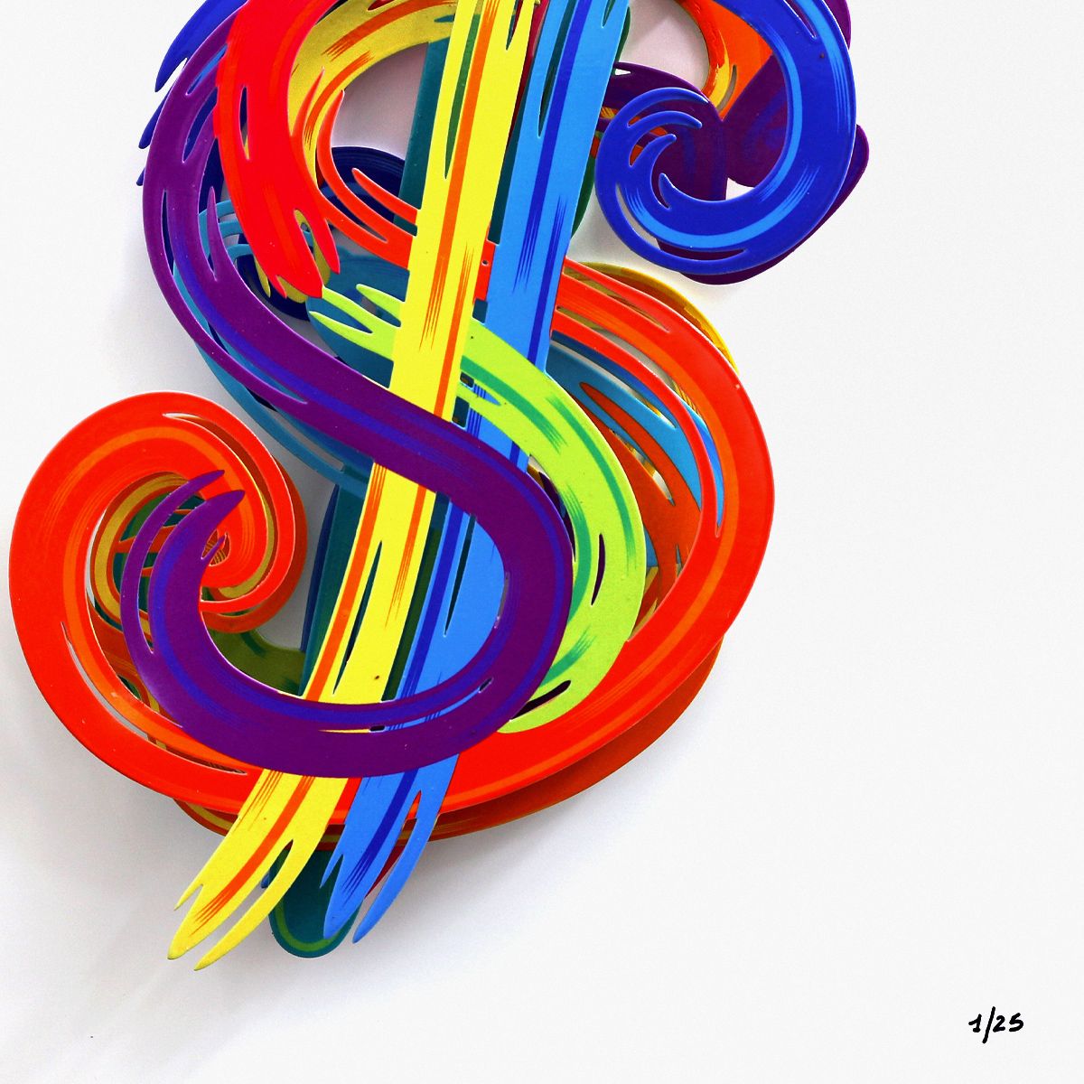 Patricia Govezensky- Three-layer cutout metal and sculpted wood mixed media "$"