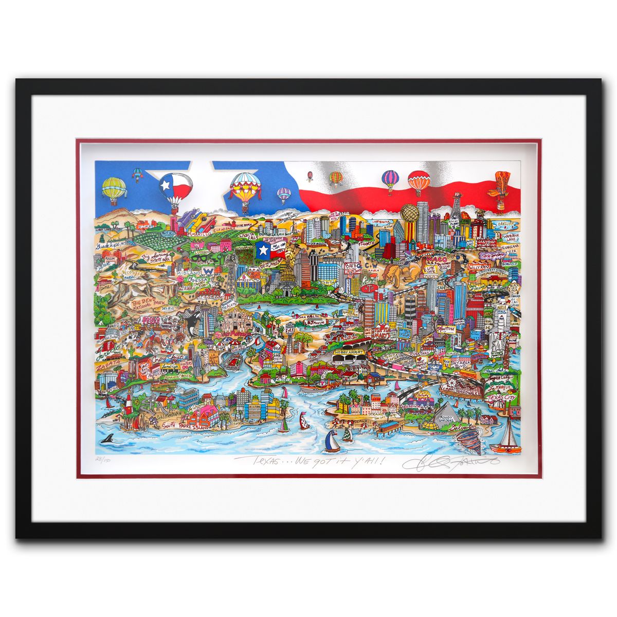 Charles Fazzino- 3D Construction Silkscreen Serigraph "Texas…We Got It Y’all"