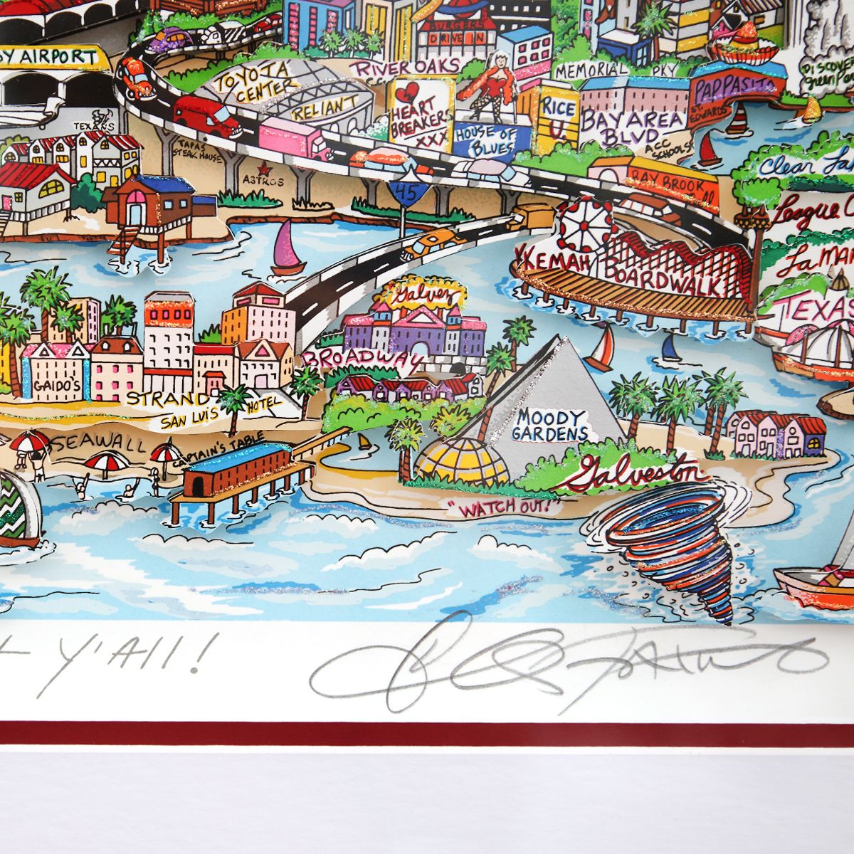 Charles Fazzino- 3D Construction Silkscreen Serigraph "Texas…We Got It Y’all"