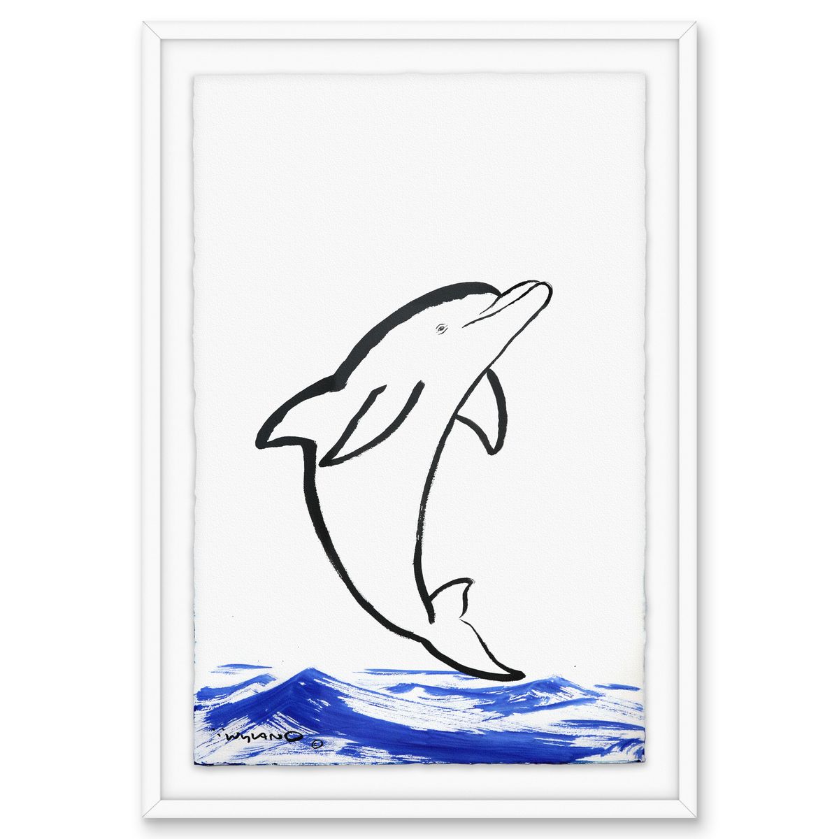 Wyland- Original Sumi Ink Painting "Dolphin"