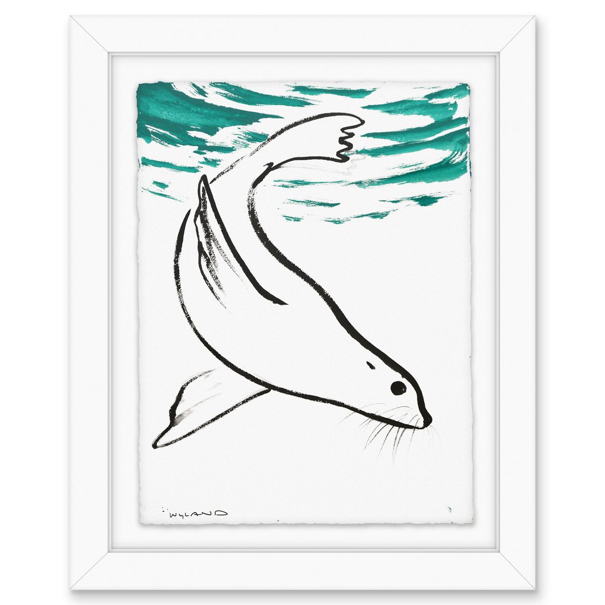 Wyland- Original Sumi Ink Painting "Sea Lion"