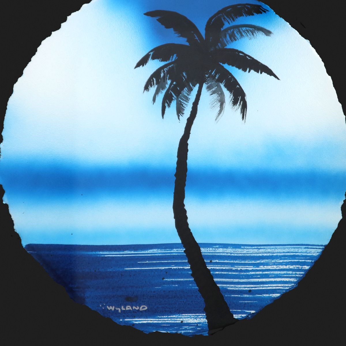 Wyland- Original Watercolor Painting on Deckle Edge Paper "Palm Trees"