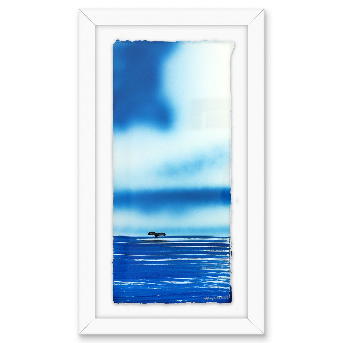 Wyland- Original Watercolor Painting on Deckle Edge Paper "Fluke"