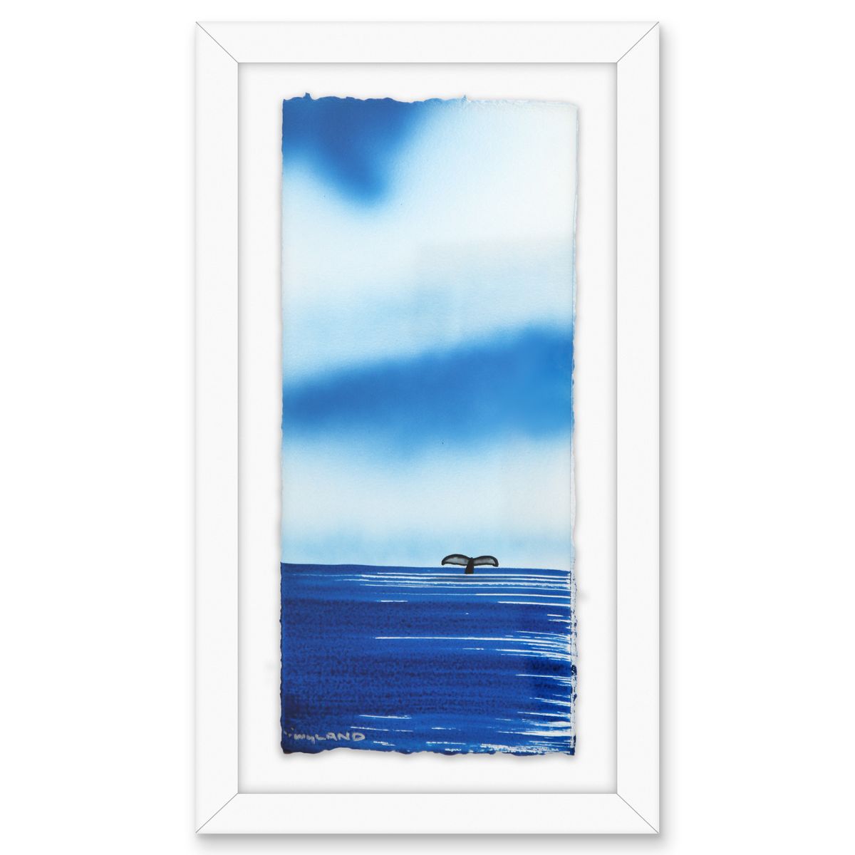 Wyland- Original Watercolor Painting on Deckle Edge Paper "Fluke"