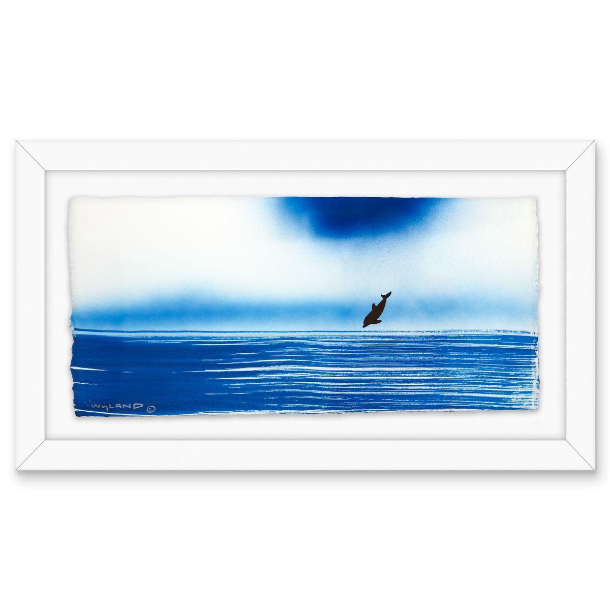 Wyland- Original Watercolor Painting on Deckle Edge Paper "Dolphin"