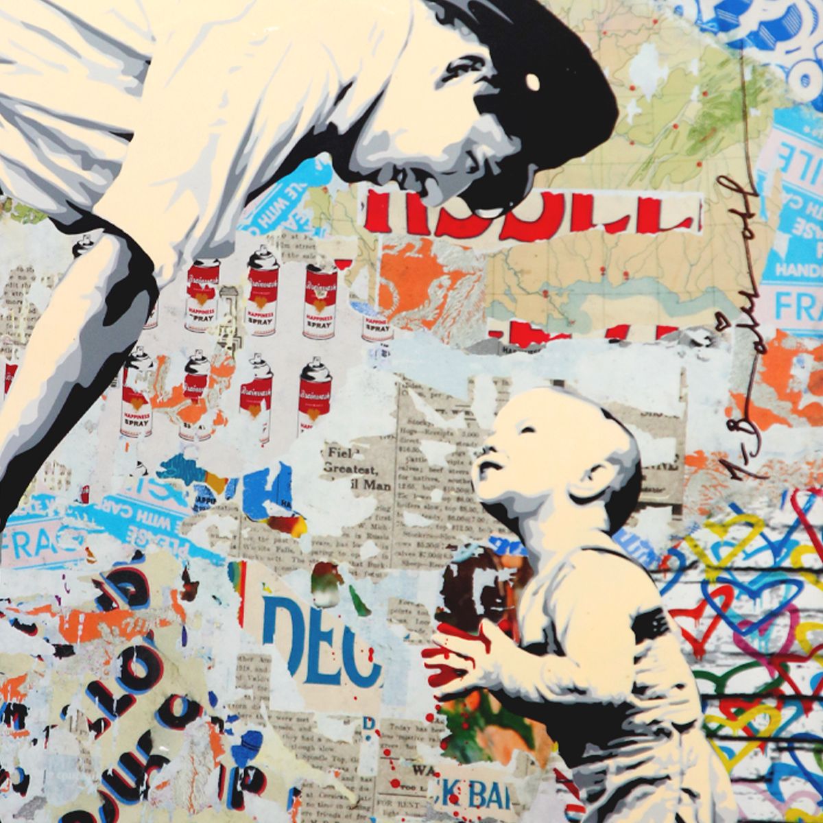 Mr. Brainwash- Unique (UNQ) Mixed Media on Deckle Edge Paper "Not Guilty"