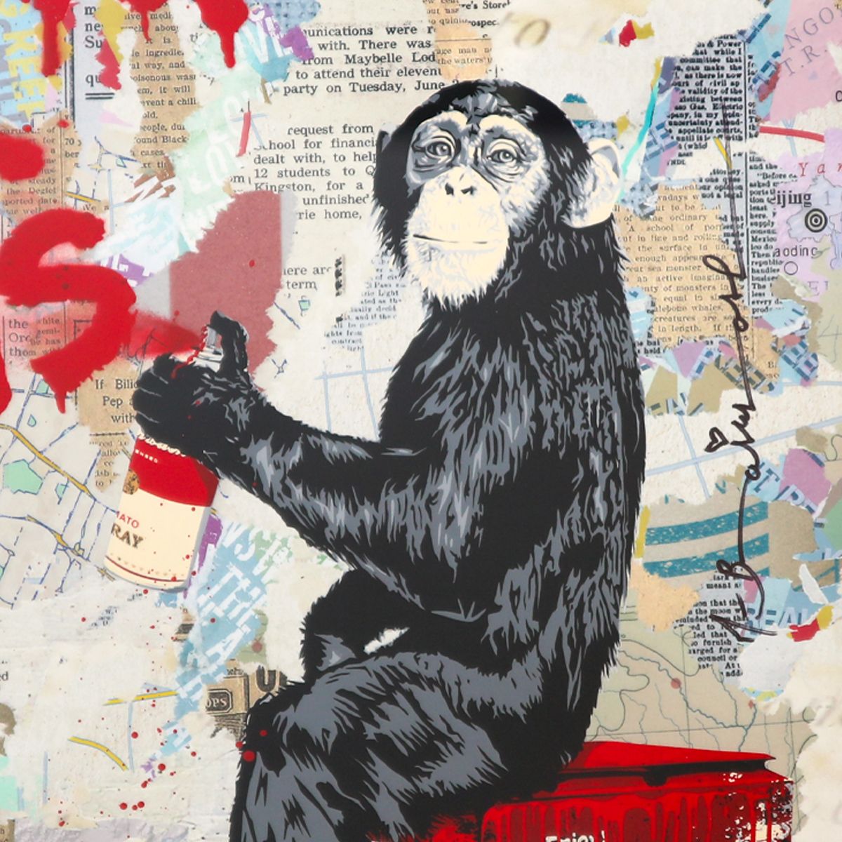 Mr. Brainwash- Unique (UNQ) Mixed Media on Deckle Edge Paper "Everyday Life"