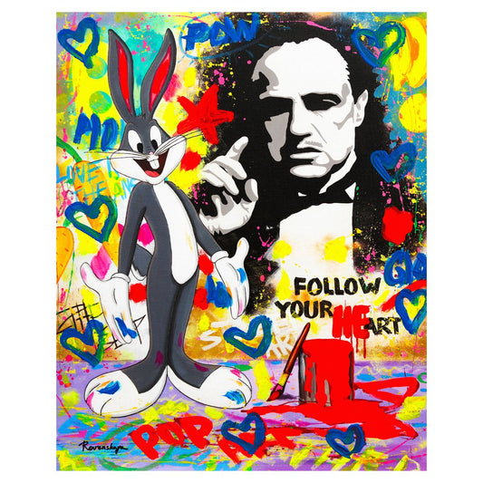 Nastya Rovenskaya- Mixed Media on Canvas "The Godfather"