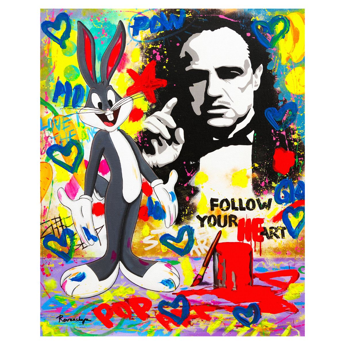 Nastya Rovenskaya- Mixed Media on Canvas "The Godfather"