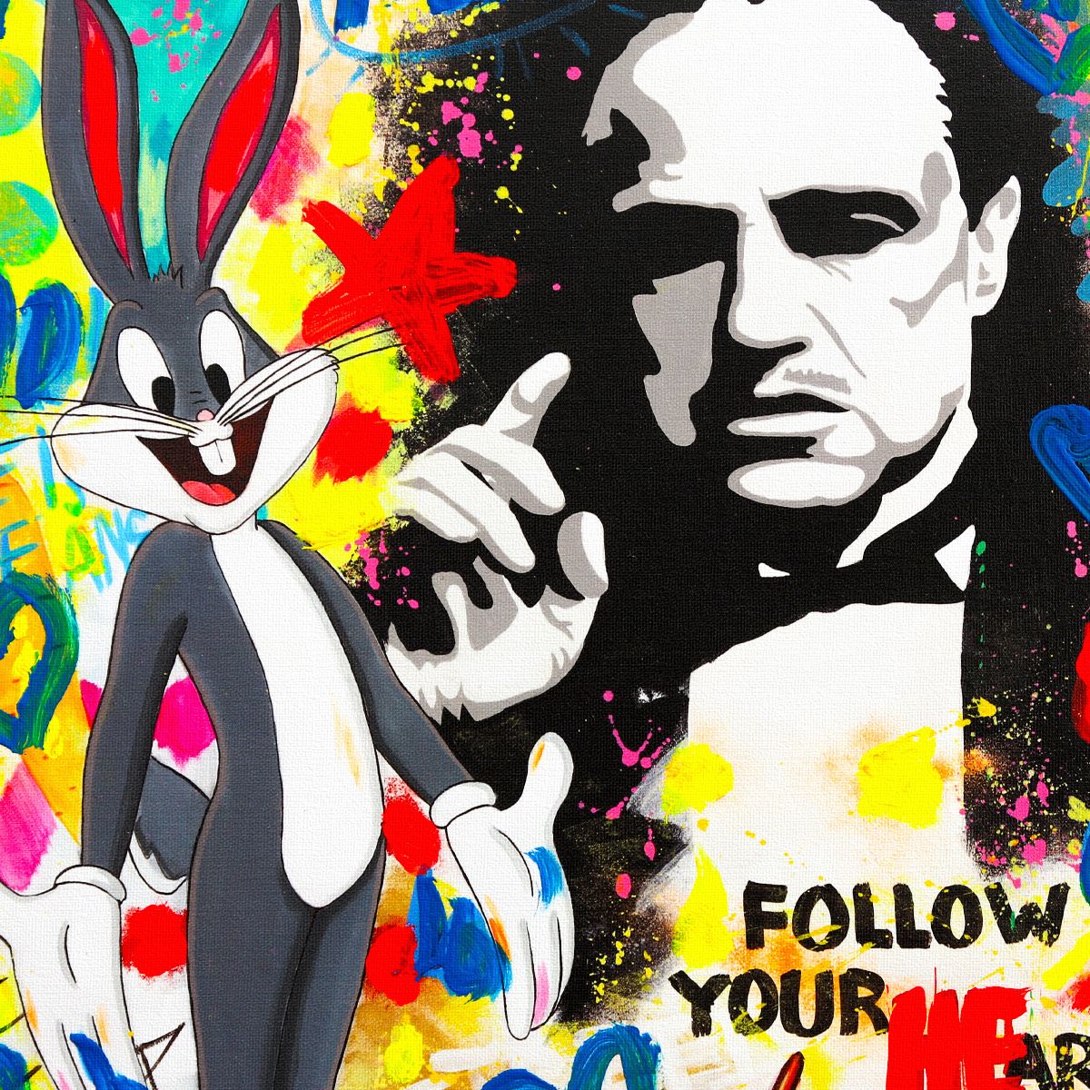 Nastya Rovenskaya- Mixed Media on Canvas "The Godfather"