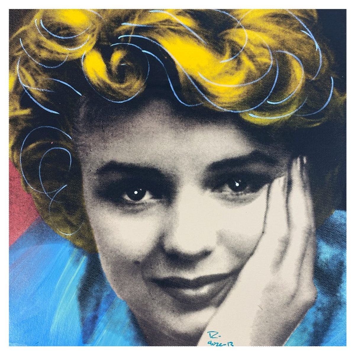 Ringo Daniel Funes, "Norma Jeanne" One-of-a-Kind Mixed Media on Canvas, Hand Signed by the artist and Steve Kaufman (1960-2010) with Letter of Authenticity.