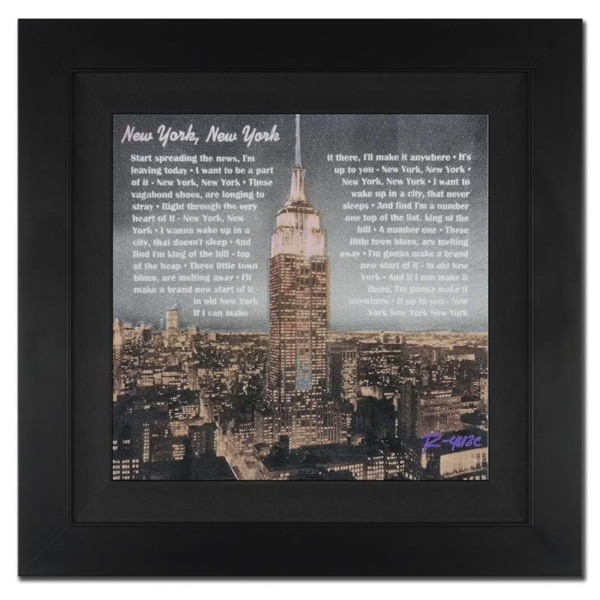 Ringo Daniel Funes, "New York, New York II" Framed One-of-a-Kind Mixed Media Painting on Canvas, Hand Signed with COA.
