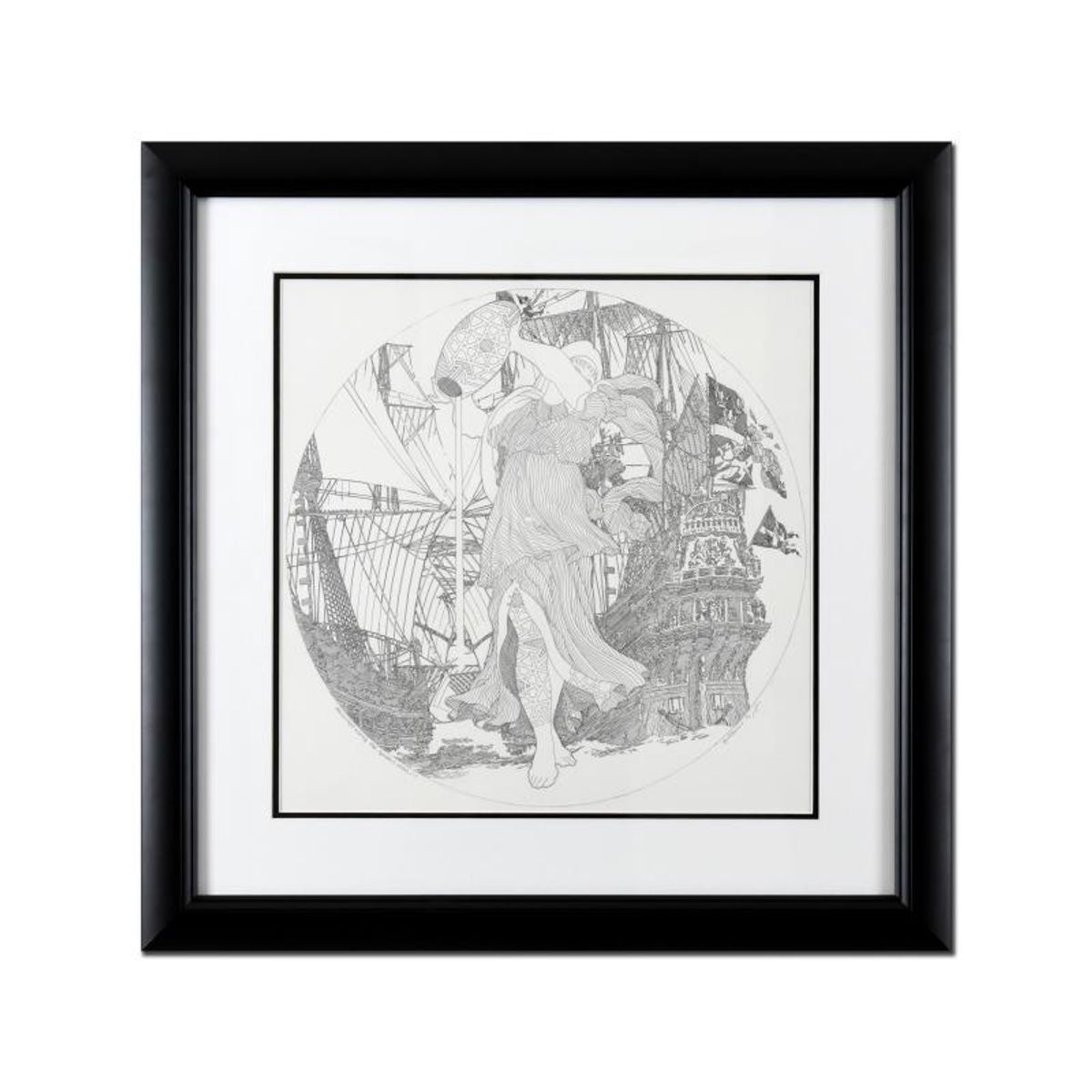 Guillaume Azoulay, "Preliminary Sketch for Aquarius" Framed Original Drawing, Hand Signed with Letter of Authenticity. (Used as Master for Limited Edition)
