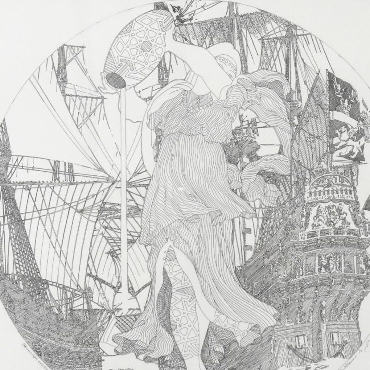 Guillaume Azoulay, "Preliminary Sketch for Aquarius" Framed Original Drawing, Hand Signed with Letter of Authenticity. (Used as Master for Limited Edition)