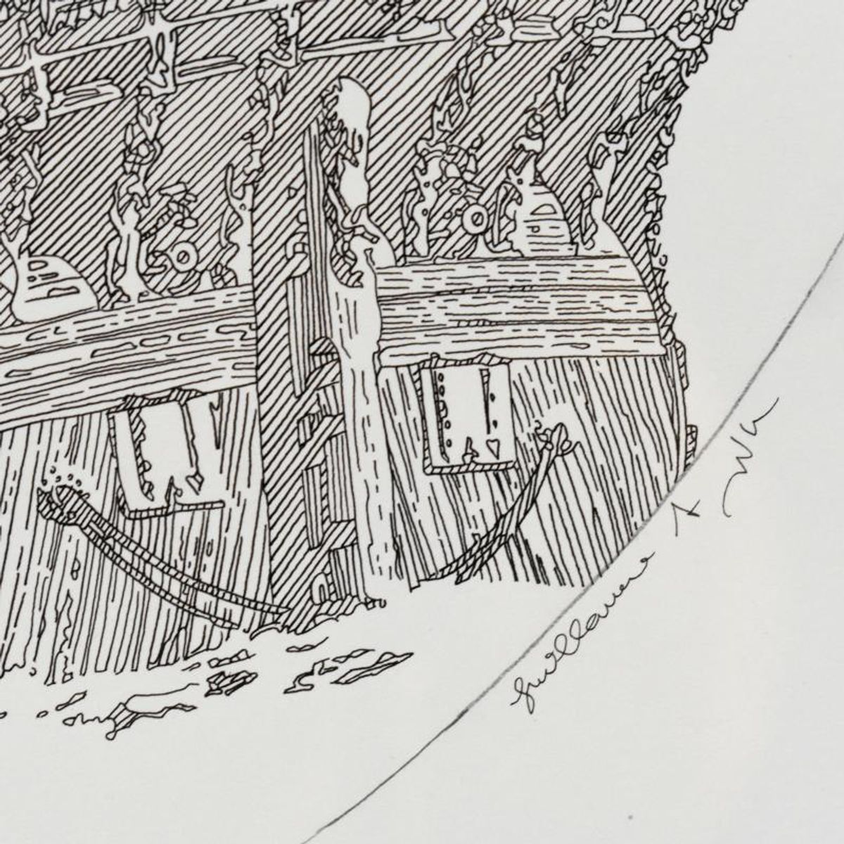 Guillaume Azoulay, "Preliminary Sketch for Aquarius" Framed Original Drawing, Hand Signed with Letter of Authenticity. (Used as Master for Limited Edition)