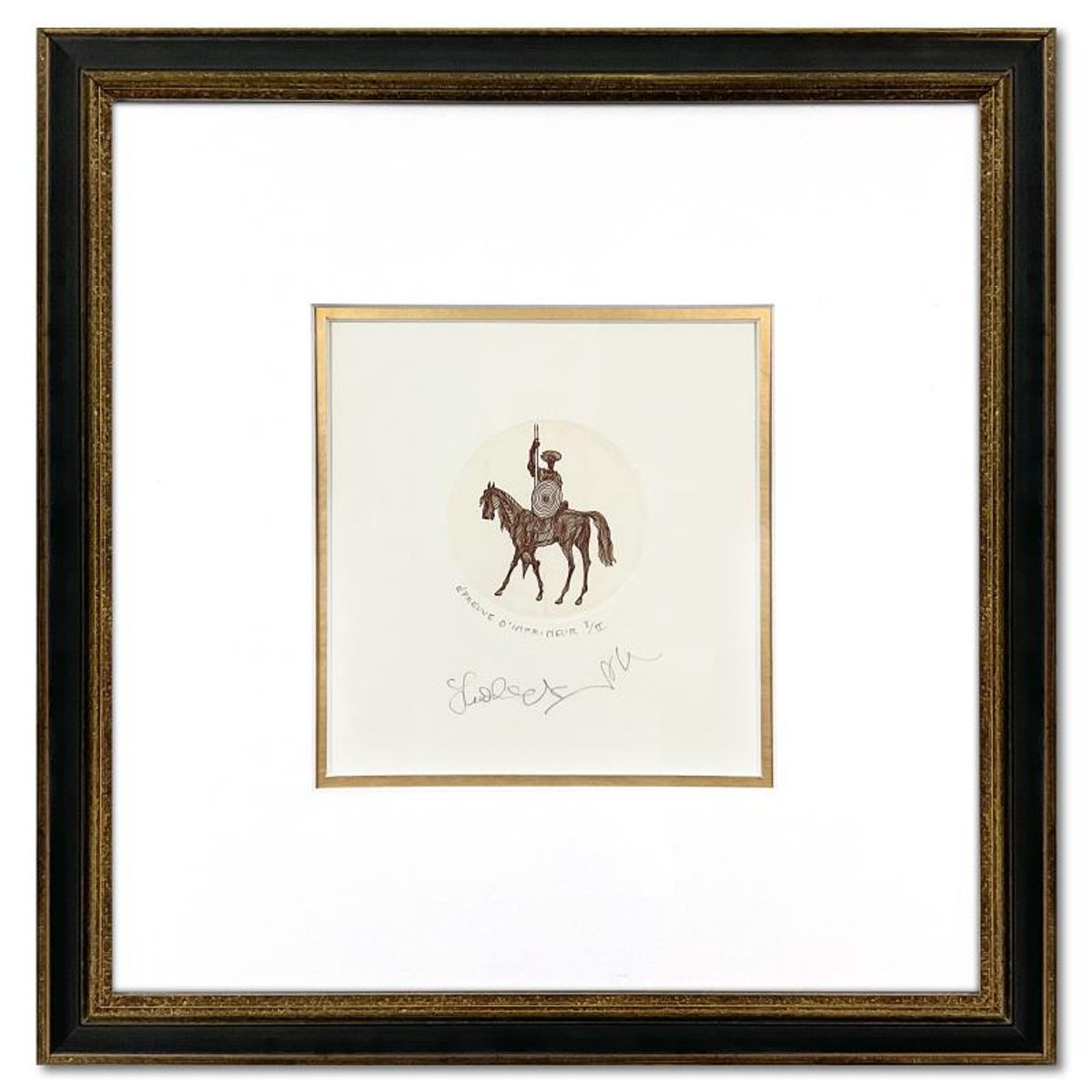 Guillaume Azoulay, "Don Quixote" Framed Limited Edition Etching, Numbered I/II and Hand Signed with Letter of Authenticity.