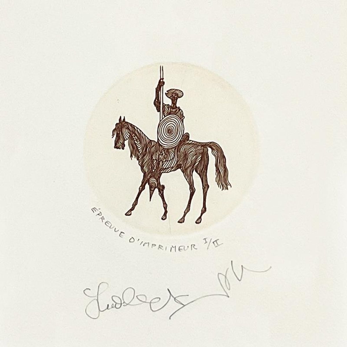 Guillaume Azoulay, "Don Quixote" Framed Limited Edition Etching, Numbered I/II and Hand Signed with Letter of Authenticity.