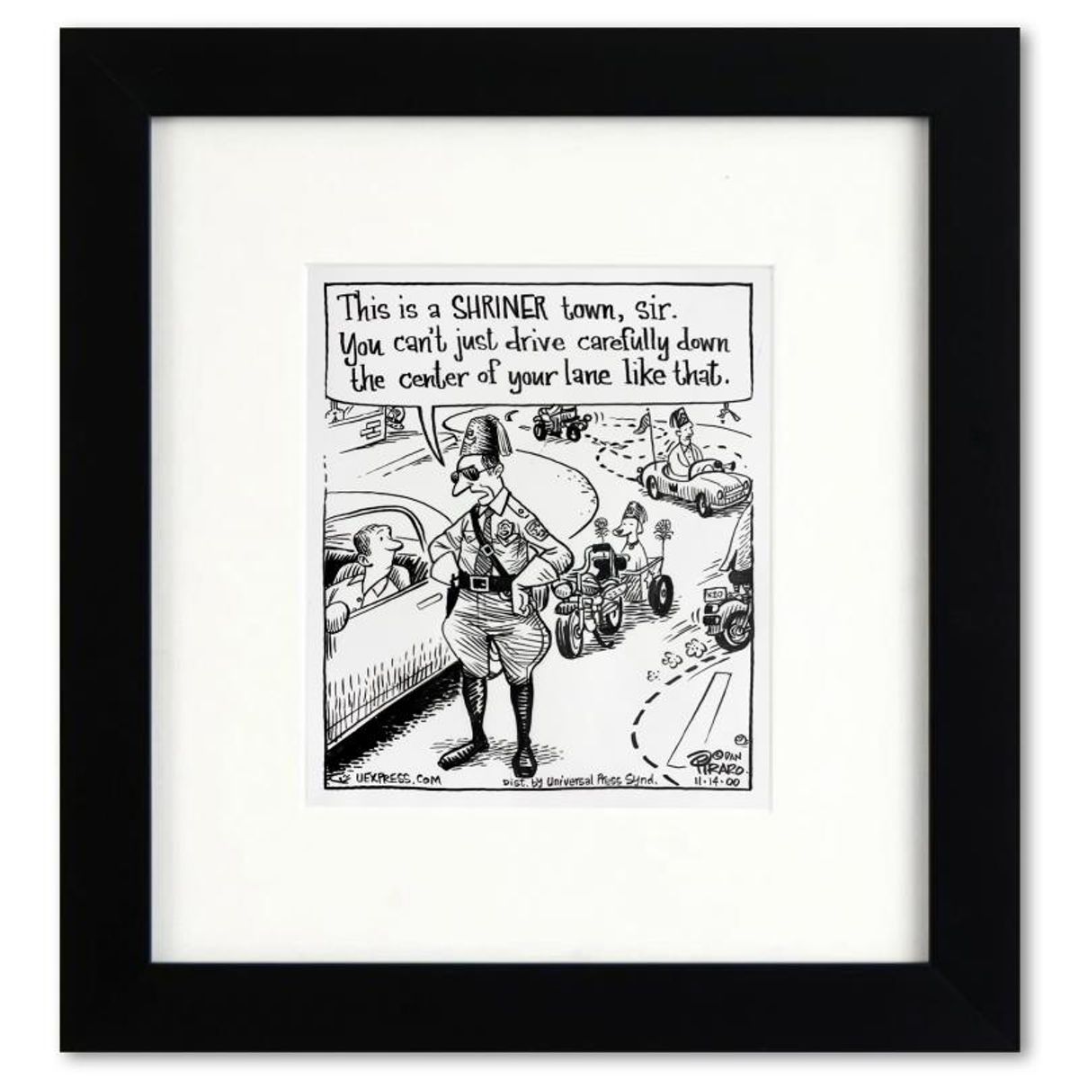 Bizarro, "Shriner Town" is a Framed Original Pen & Ink Drawing by Dan Piraro, Hand Signed with Letter of Authenticity.