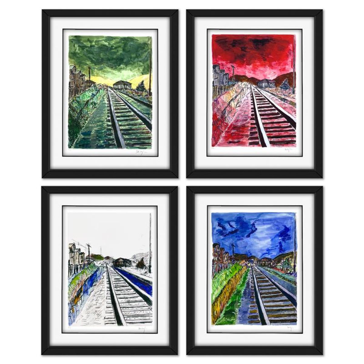 Bob Dylan, "Train Tracks (4-Piece Set)" Framed Limited Edition, Numbered PP 1/2 and Hand Signed with Letter of Authenticity