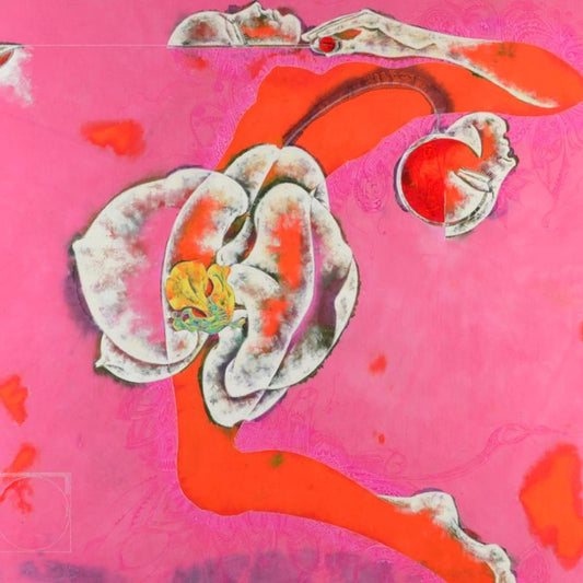 Lu Hong, "Eden in Summer II" Framed Original Multi-Media Painting on Rice Paper (50.5" x 50.5"), Hand Signed and Certificate of Authenticity.