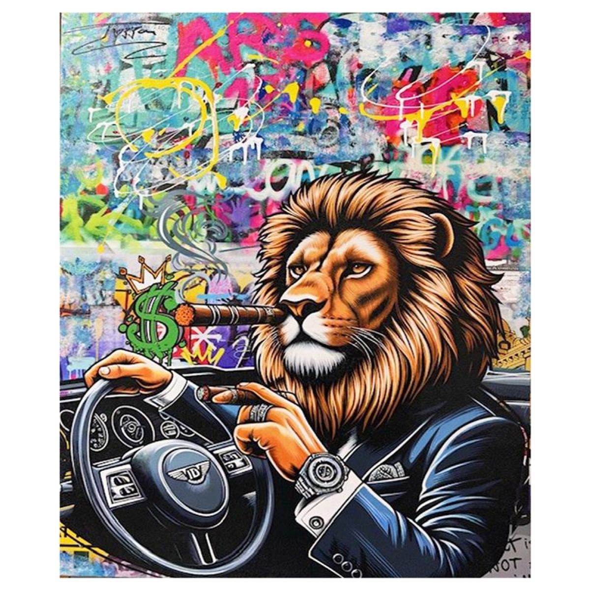 Jozza, "Cuban Cigar" Unique Mixed Media on Canvas, Hand Signed Inverso with Letter of Authenticity.
