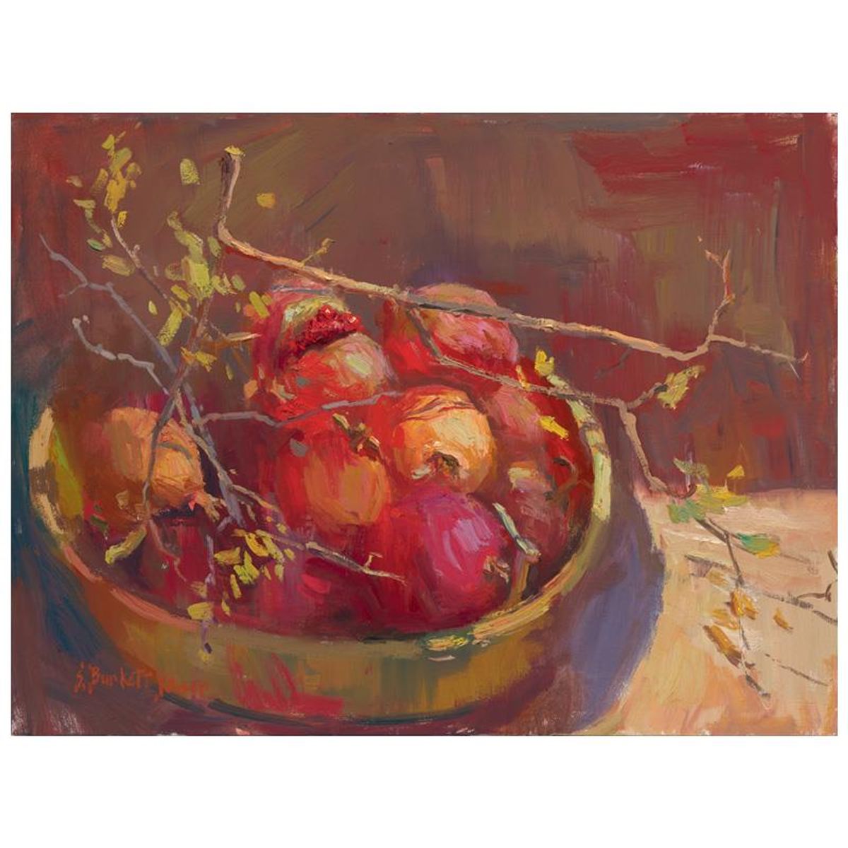 S. Burkett Kaiser, "Pomegranates" Limited Edition on Canvas, Numbered and Hand Signed with Letter of Authenticity.
