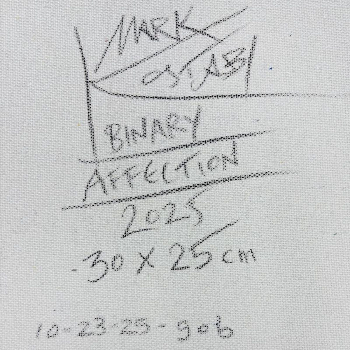 Mark Kostabi, "Binary Affection" Framed Original Oil Painting on Canvas, Hand Signed with a Certificate of Authenticity.