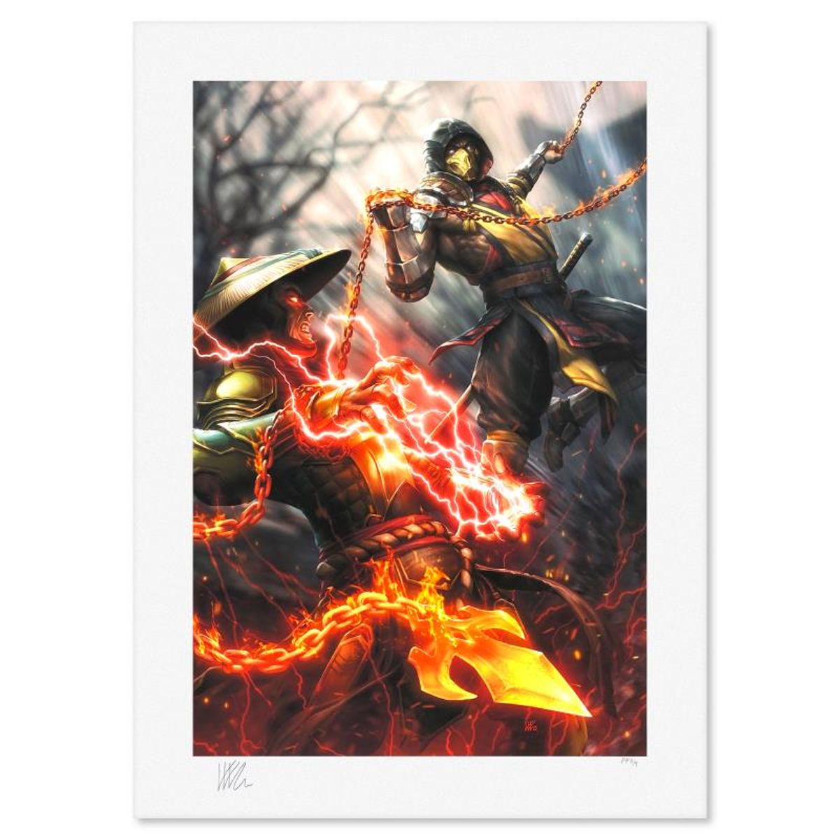 Kendrick Lim, "Mortal Kombat: Scorpion vs Raiden" Limited Edition, PP Numbered 3/4 and Signed with Letter of Authenticity.