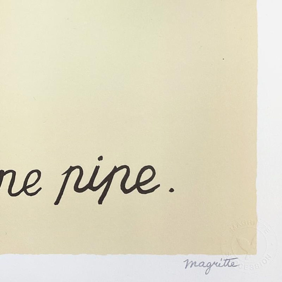 Rene Magritte 1898-1967 (After), "La Trahison des Images" Framed Limited Edition Lithograph, Estate Signed and Numbered 88/275 with Certificate of Authenticity.