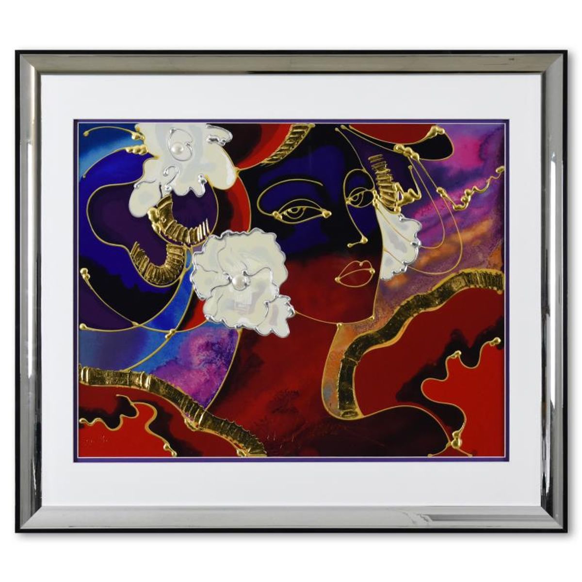 Martiros Manoukian, "Golden Shimmer" Framed Limited Edition Mixed Media Silkscreen, PP Numbered 3/15 and Hand Signed with Letter of Authenticity.